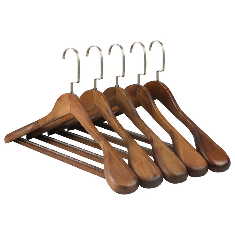 wood coat hanger wide shoulder non slip pants bar suit clothes rack home Wardrobe closet organizer luxury wooden clothes hanger