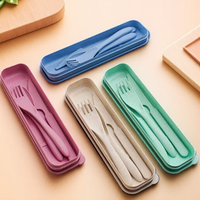 3Pcs Portable Knife Fork Spoon Cutlery Set With Box for Students Office Home Travel Kitchen Dining Tableware Set Easy to Carry