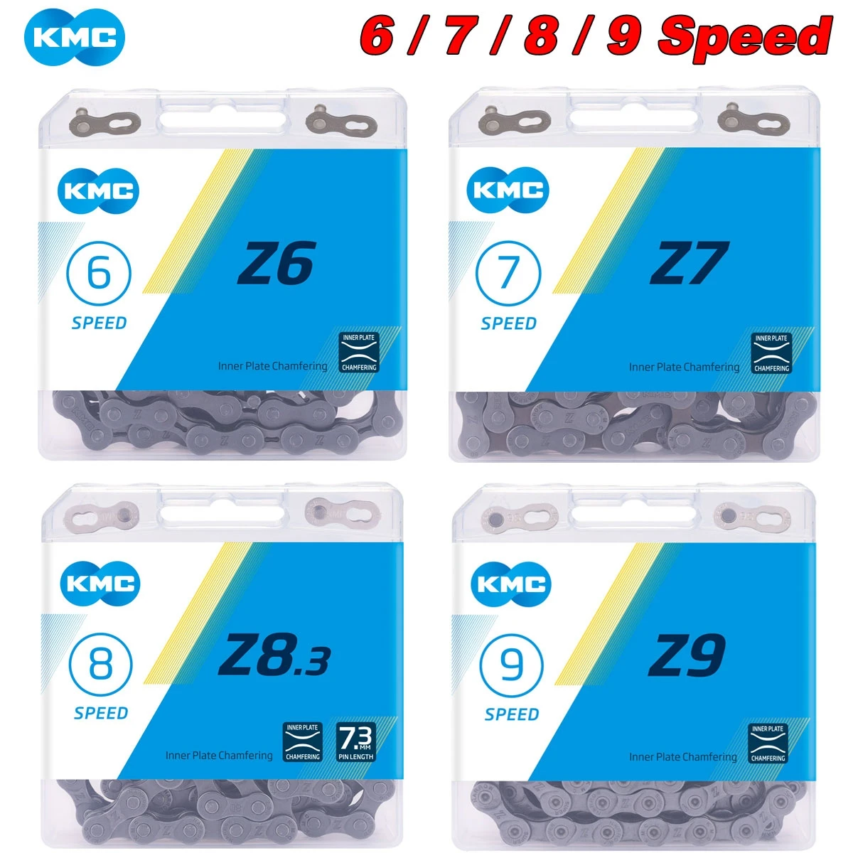 Corrente kmc mtb z6 z7 z8.3 z9 bicicleta de estrada 6s 7s 8s 9s corrente de bicicleta de montanha 116 links corrente de bicicleta para shimano