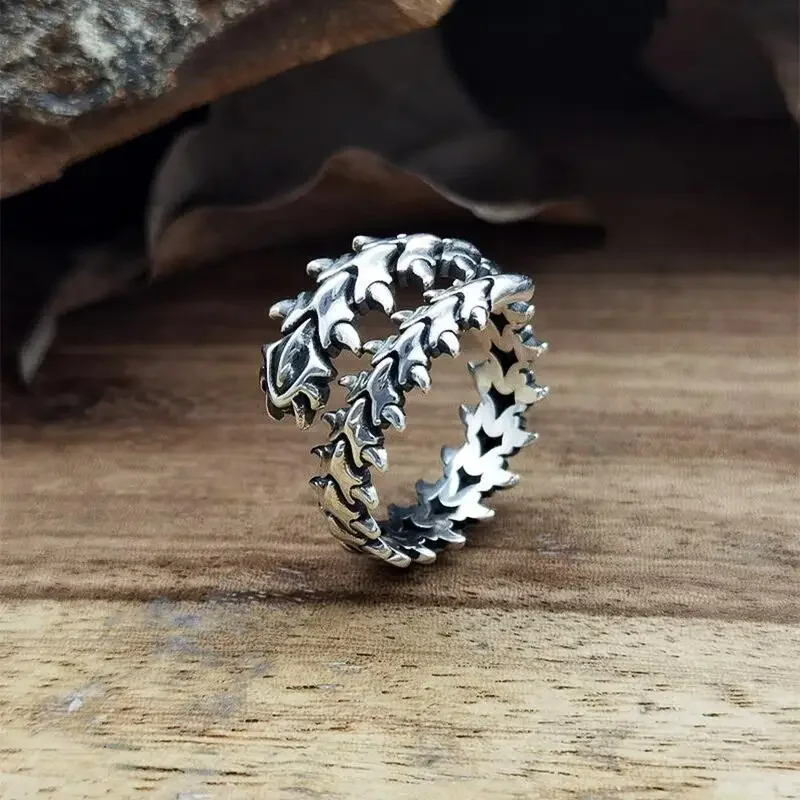 XINYI Vintage Gothic Keel Spine Rings For Women Men Silver Hyperbole Centipede Open Ring Hip Hop Jewelry Y2K Rings