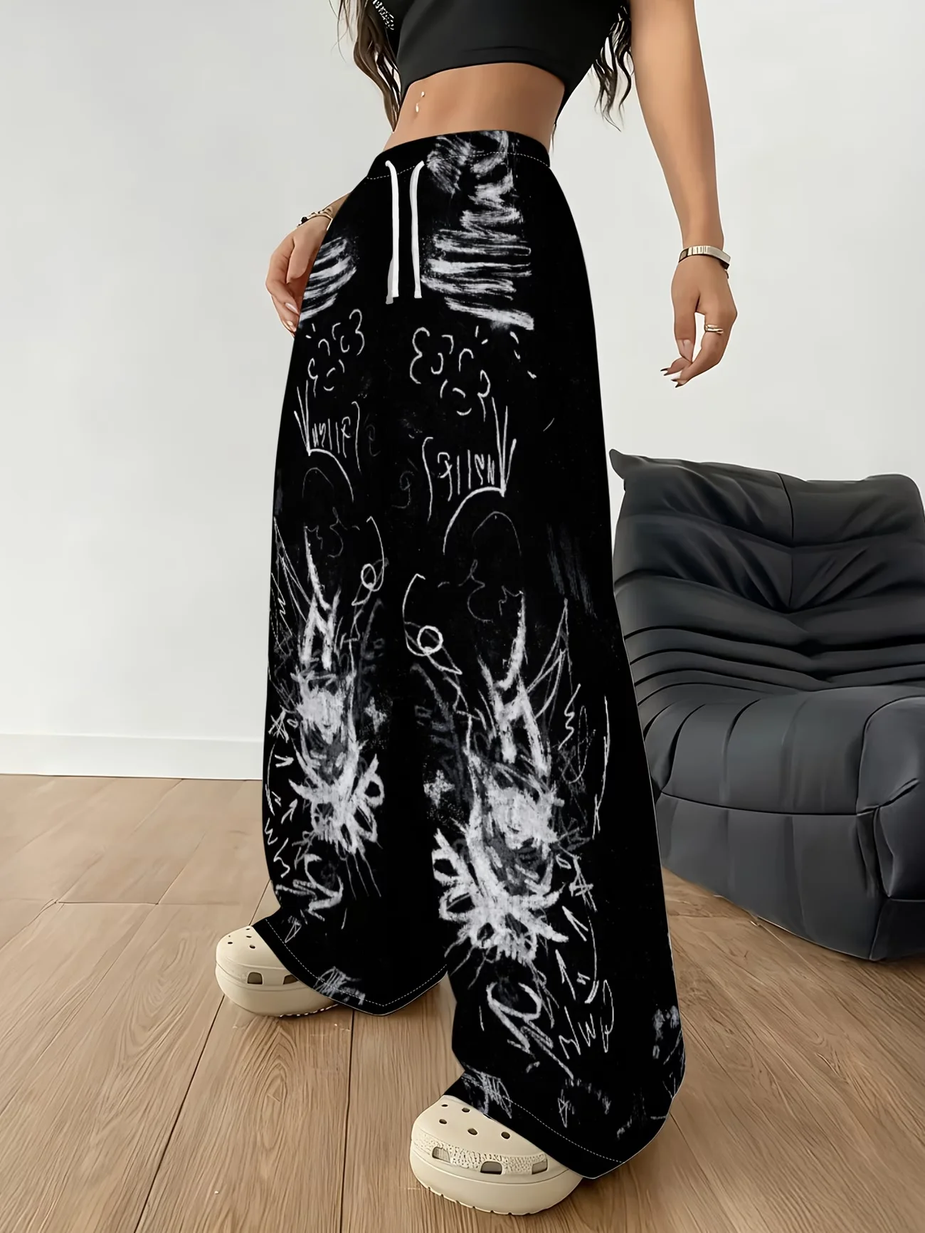 2026 Y2K Trendige Retro-Freizeithose Gothic Direktdruck Bodenlange Hose Übergroße Unisex Streetwear Modehose für Damen und Herren – Detail 9