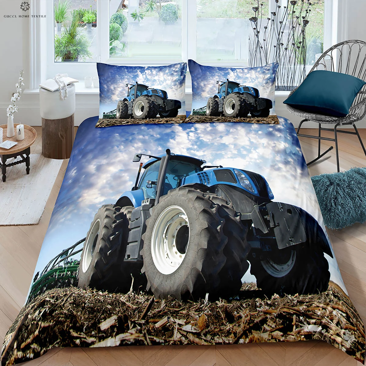 

Car Farm Tractor 3d Stereo Printing Quilt Cover Machine Washable Bedding Set Quilt Cover Pillowcase Three-Piece Set