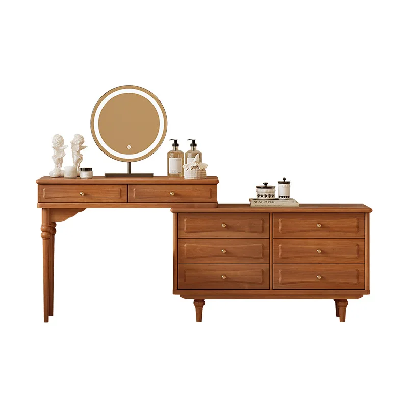 

American medieval retractable bedroom chest integrated corner French retro dresser