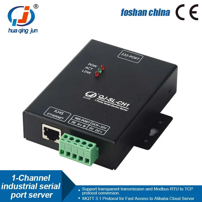 Huaqingjun 1-Channel RS485 232 to Ethernet Converter UDP DNS HTTP MQTT Modbus RTU to Modbus TCP Serial Server