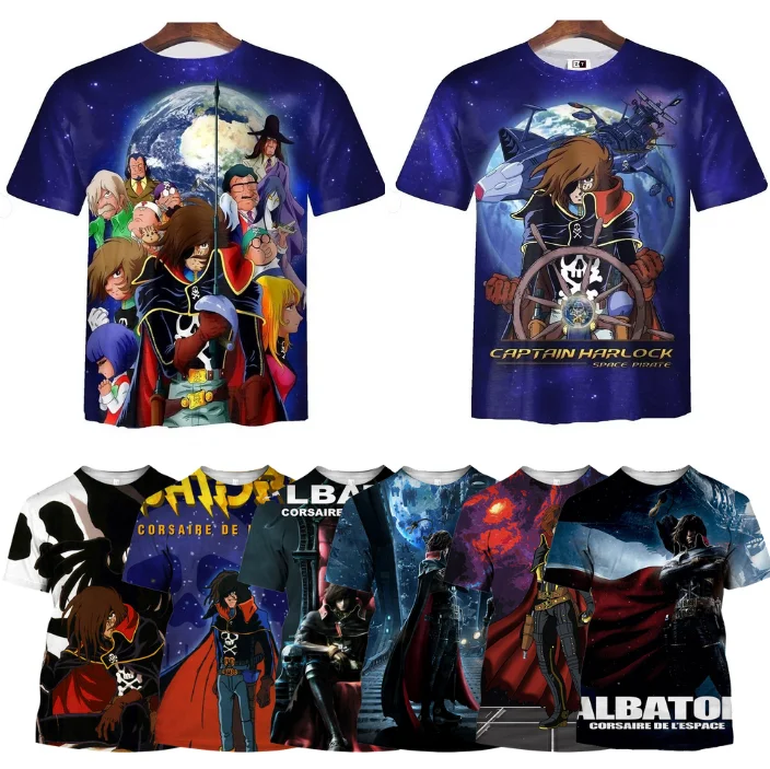 Space Pirate Captain Harlock Albator T-Shirts Anime Tops 3D Print Streetwear Men Women Fashion Plus Size T Shirt Kid Tee Clothes