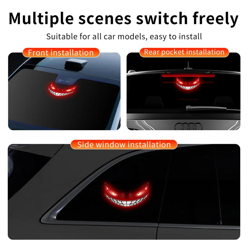 Solar Demon Eye LED Car Window Light Strobe Light Strobe MultiColor Flashing Safety Lamp Suction Cup Windshield Install