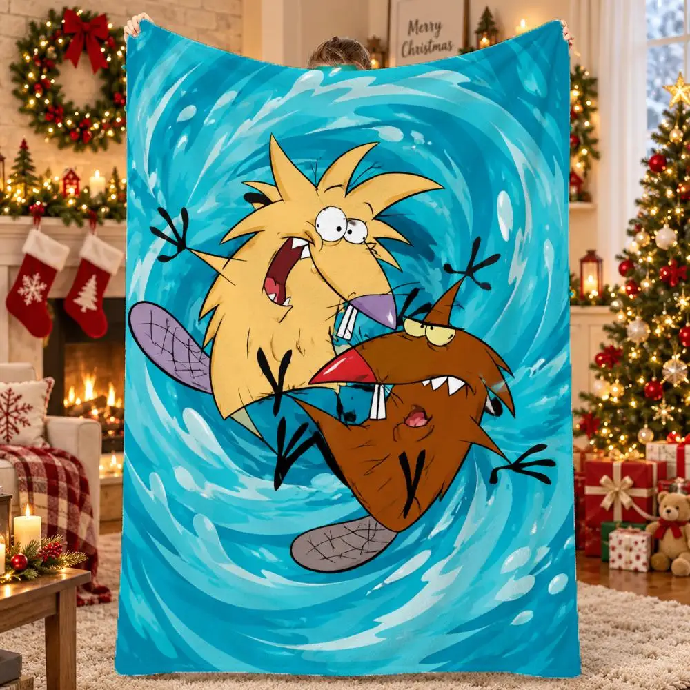 Cartoon The Angry Beavers Throw Flannel Pet Blanket Cover Warm Soft Multifunctional Throw Universal  Bedsqread Holiday Gifts