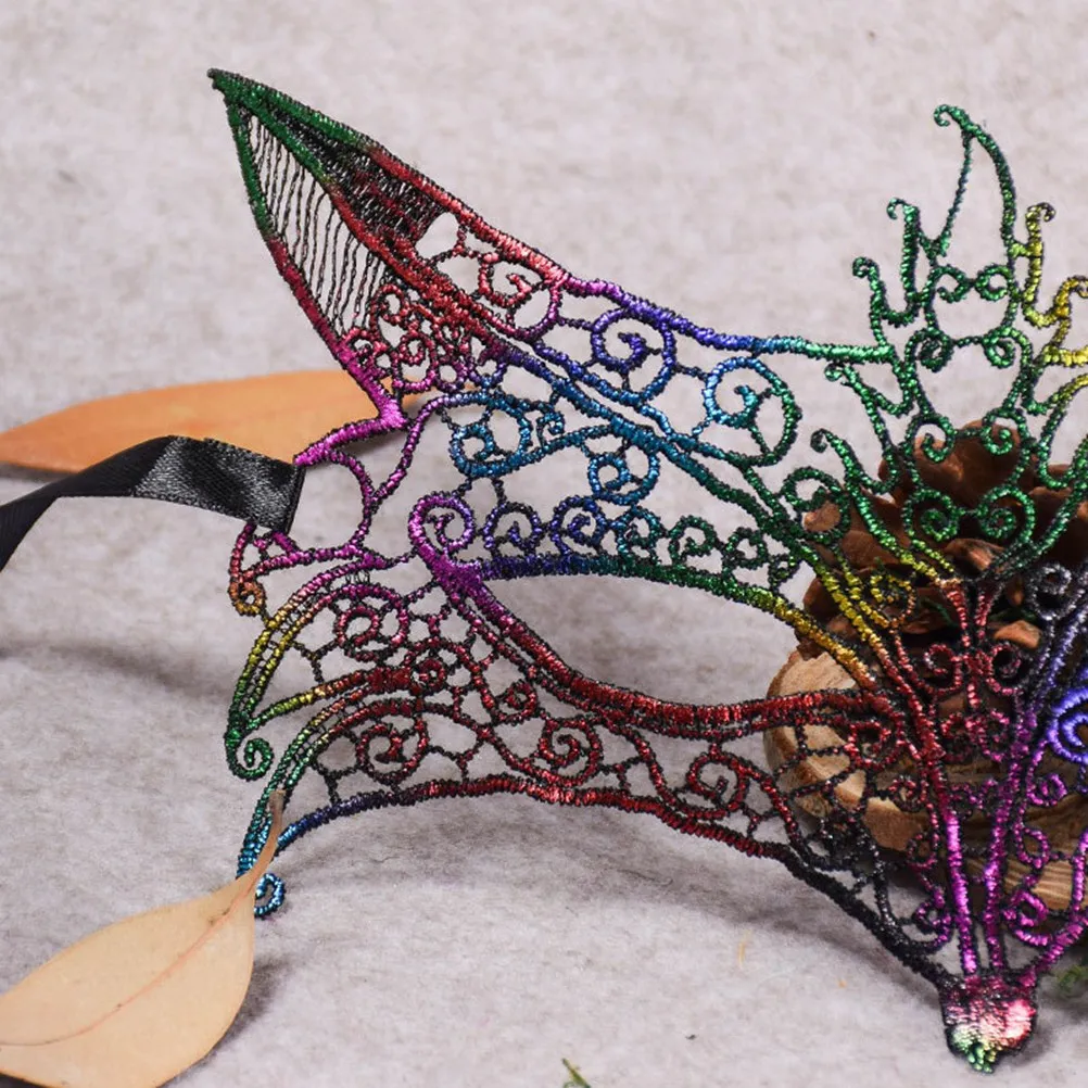

Lace Masquerade Mask Colorful Fashion Luxury Retro Style Shimmer Decorations Black Lace Band Ties Costume Party