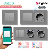 BSEED E Series Zigbee Curtain Switch Smart Click Button Switch With EU Socket Tuya Google Home Alexa Voice Control Plastic Frame