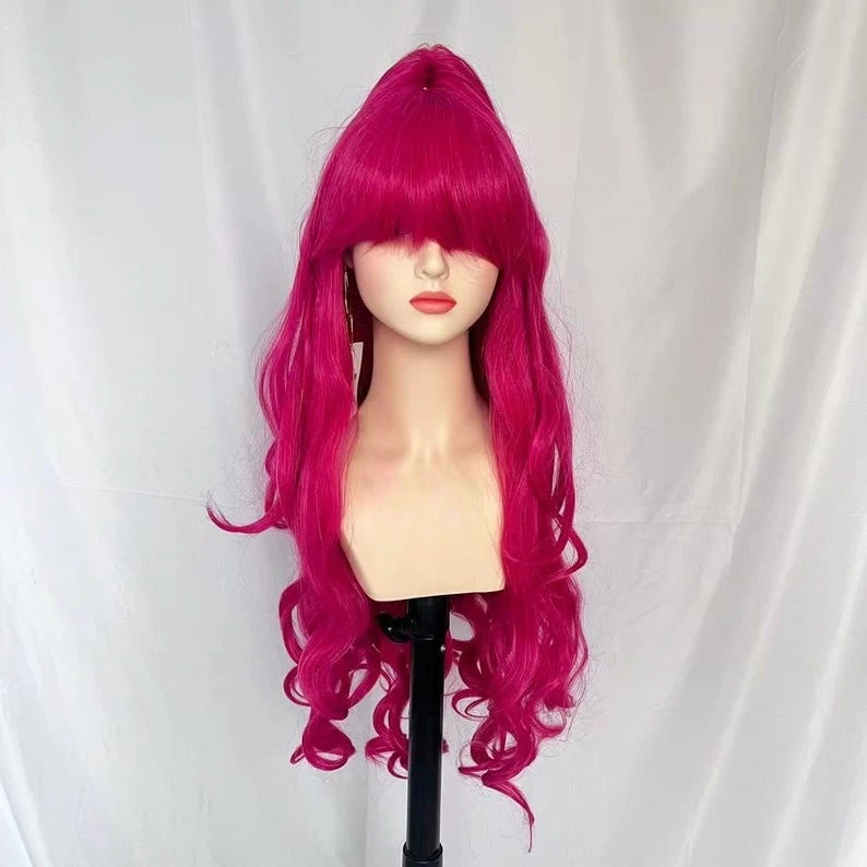 

Party Comic Con and Performances Pinkie Pie Cosplay Wig Long Curly Red Pink Ponytail Costume Wig