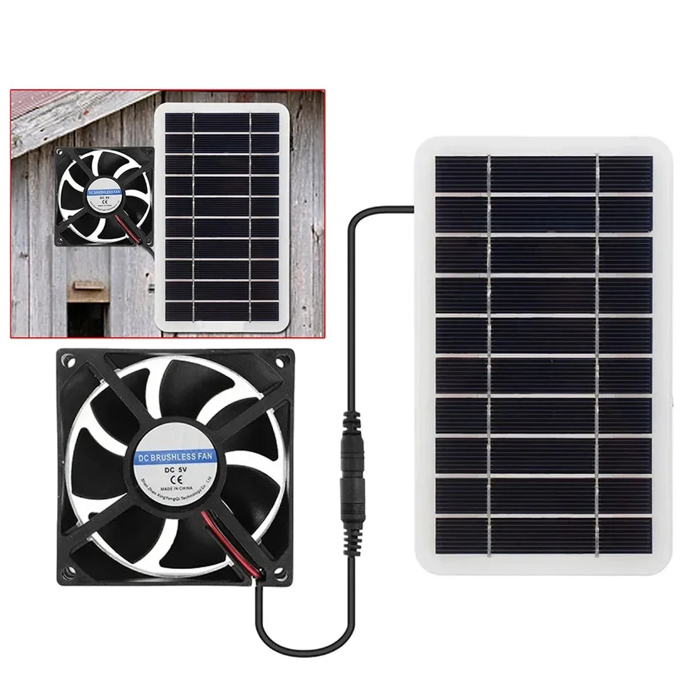 30W 5VSolar Exhaust Fan 8cm Mini Ventilator Solar Panel Powered Fan Air Extractor For Dog Chicken House RV Greenhouse Fan