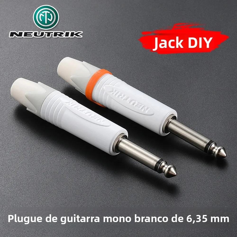 Neurik jack 1/4 "6.35mm mono plugue branco NP2X-WT ts instrumento de áudio cabos de guitarra específicos, plugue de telefone profissional resistente
