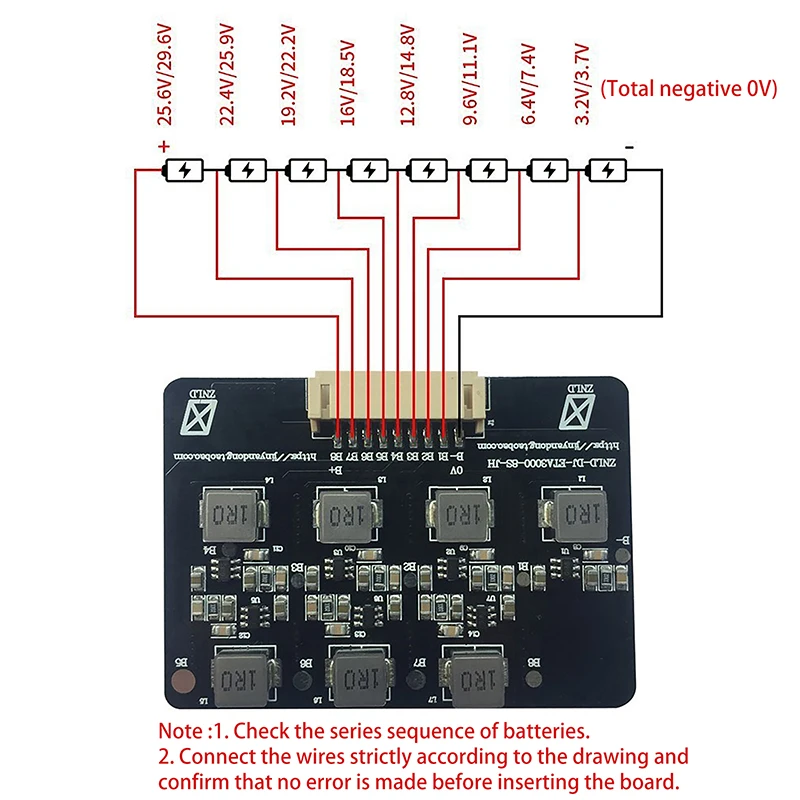 1 peça placa de equilíbrio bms 2s-8s 1.2a lifepo4 lto bateria de lítio equalizador ativo balanceador placa de transferência de energia bms 4S 8S