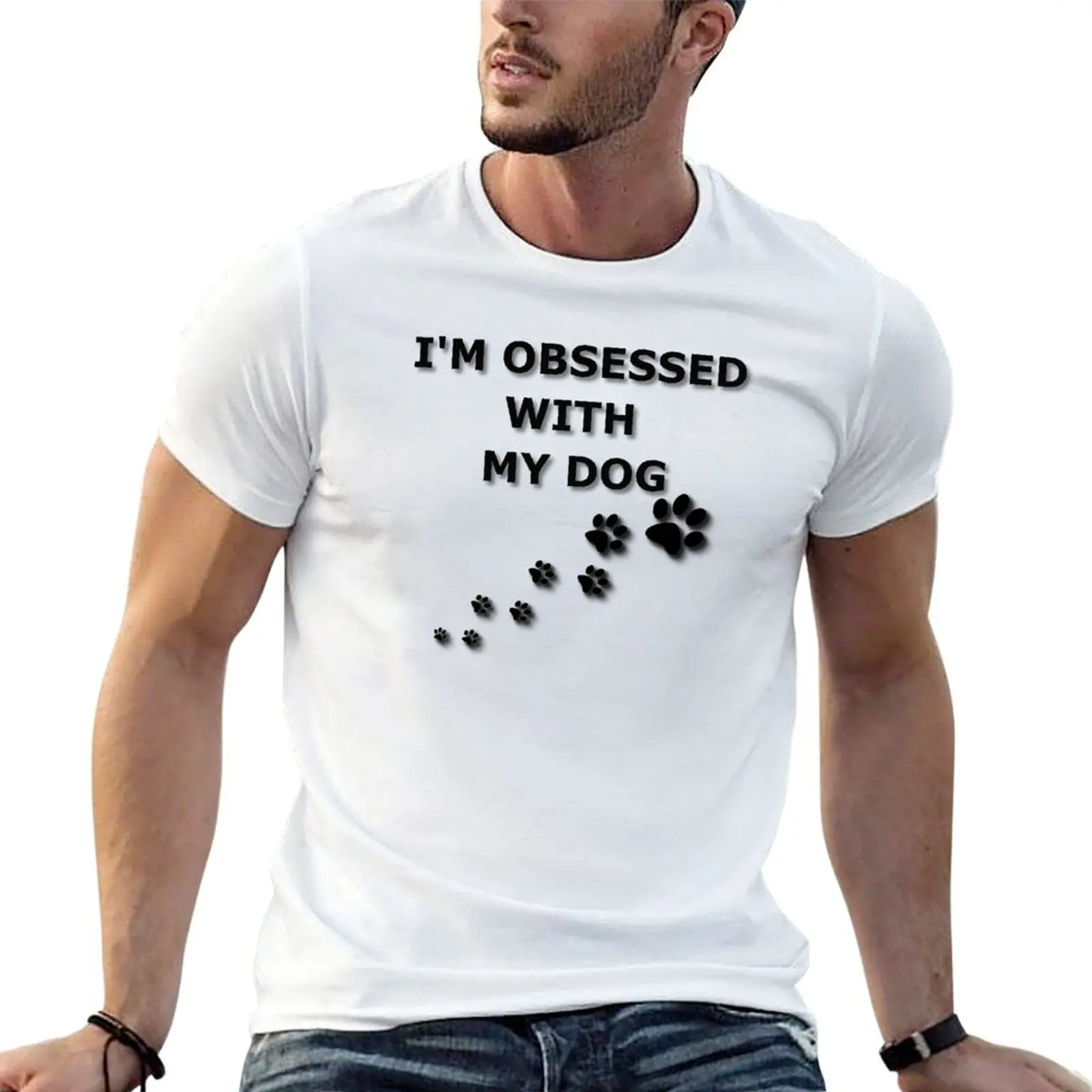 I'M OBSESSED WITH MY DOG T-shirt vintage clothes sports fans Blouse men t shirts