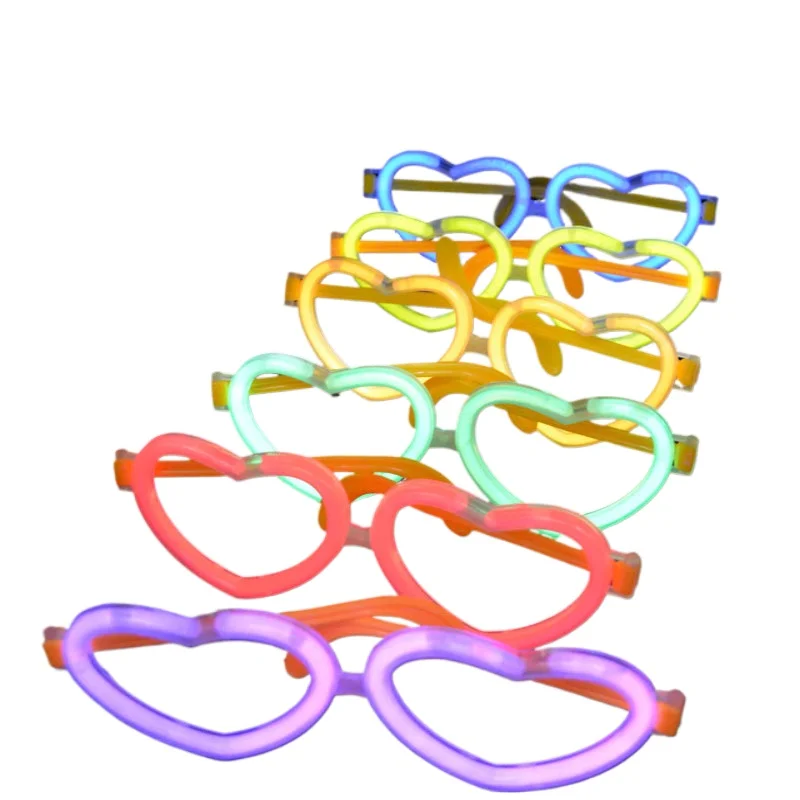 20 ensembles de lunettes oculaires lumineuses en forme de cœur, vêtements fluorescents, bâton lumineux, fournitures de fête, anniversaire pour enfants et adultes, Halloween