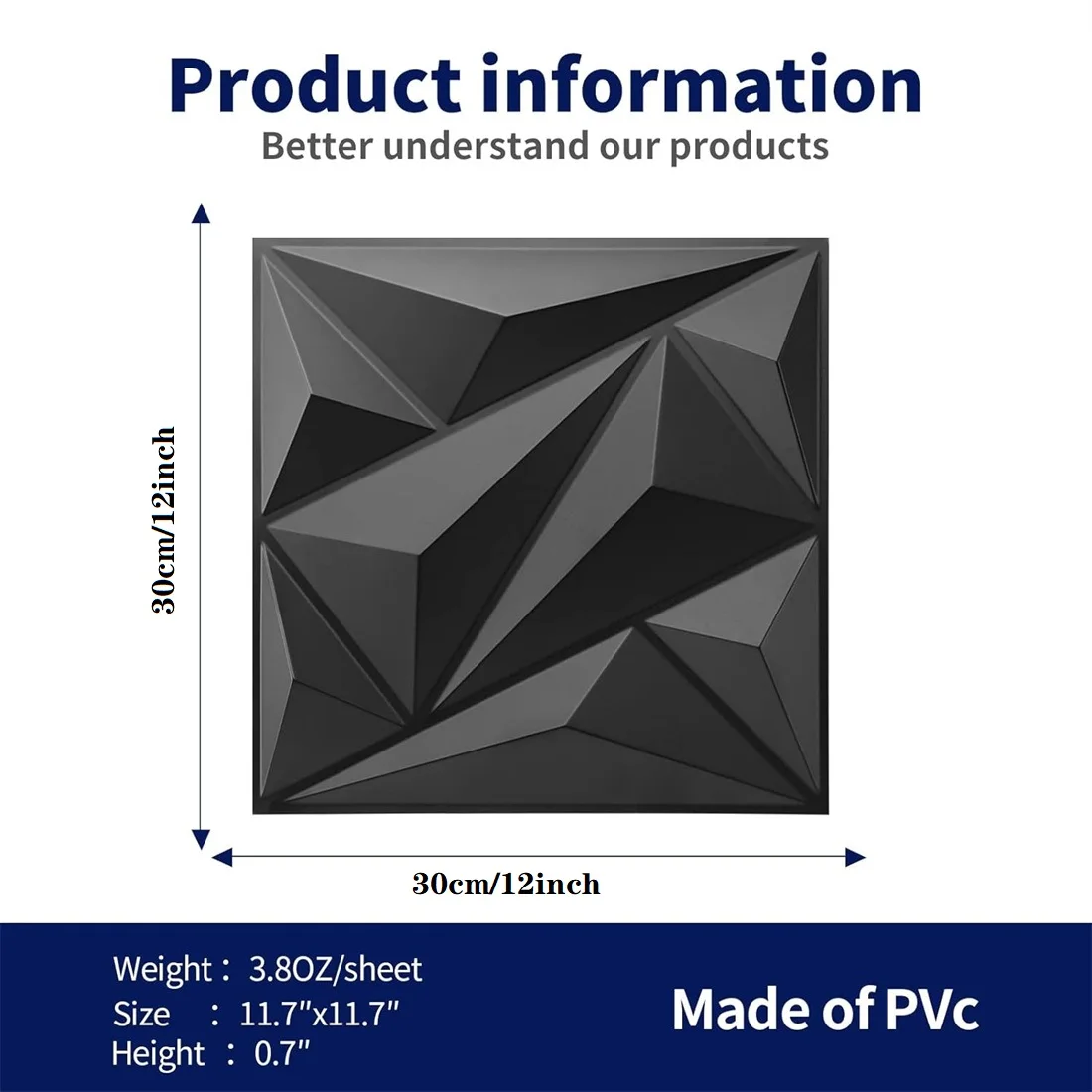 10 szt. Panel ścienny 3D zdobiony diamentami, 30 cm x 30 cm matowy biały/czarny, dekoracja domu DIY Wallboard