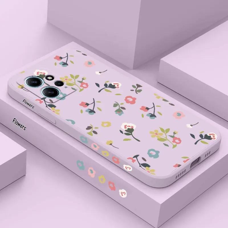 Scatter Flowers Silicone Phone Case For Xiaomi Redmi Note 12 12 Pro Plus 12S 12Pro 11 11 Pro 11S 11T 10 10S 10 Pro 9 9S 8 Cover