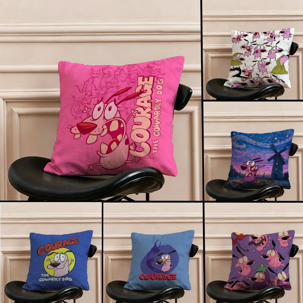 Housse de coussin C-Courage the C-Cowardly D-Dog, housse de coussin en lin doux et lavable, pour canapé multi-usages, chambre à coucher