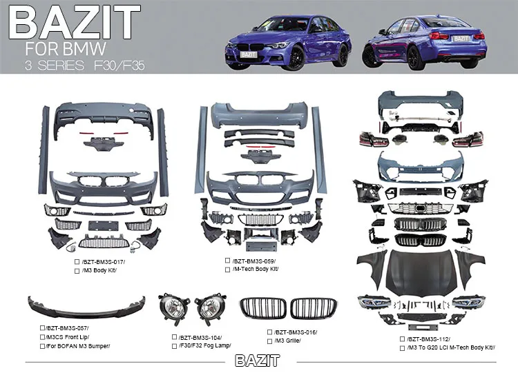 مناسبة لمجموعة هيكل BMW 3 Series F30 إلى G20 LCI M-TECH
