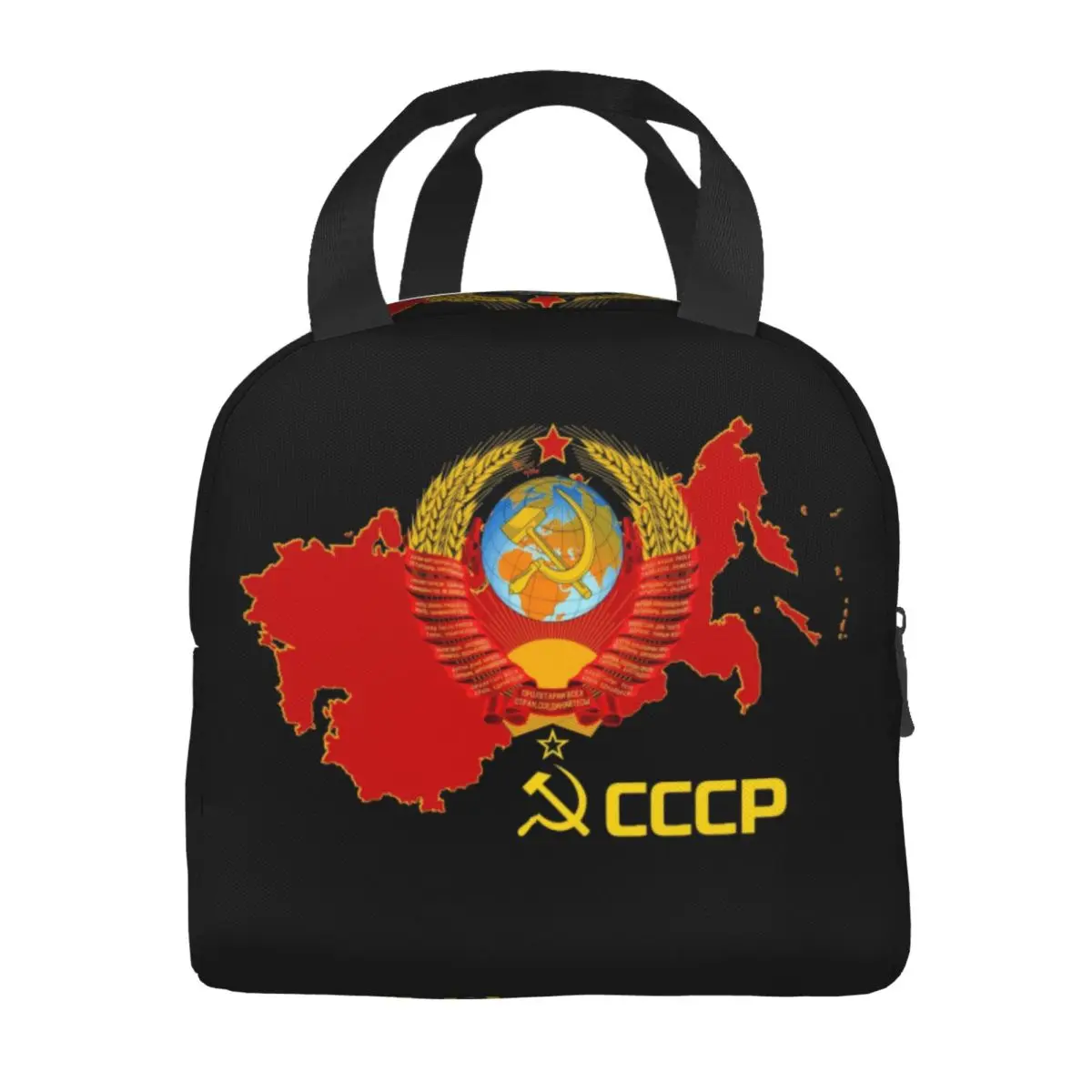 Custom CCCP Soviet Union Flag Insulated Lunch Bag for Women Russian USSR Communist Thermal Cooler Lunch Box Beach Camping Travel