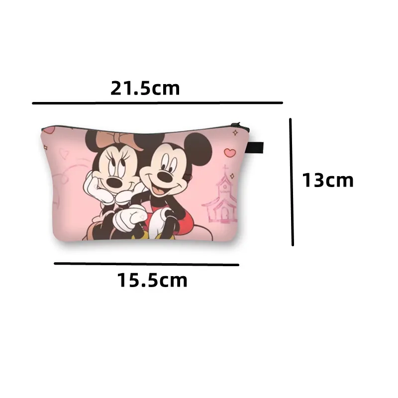 New Anime Disney Mickey Mouse Makeup Bag Kawaii Minnie Cosmetic Bag Cartoon Washing Bag Pencil Case Girl Woman Gifts