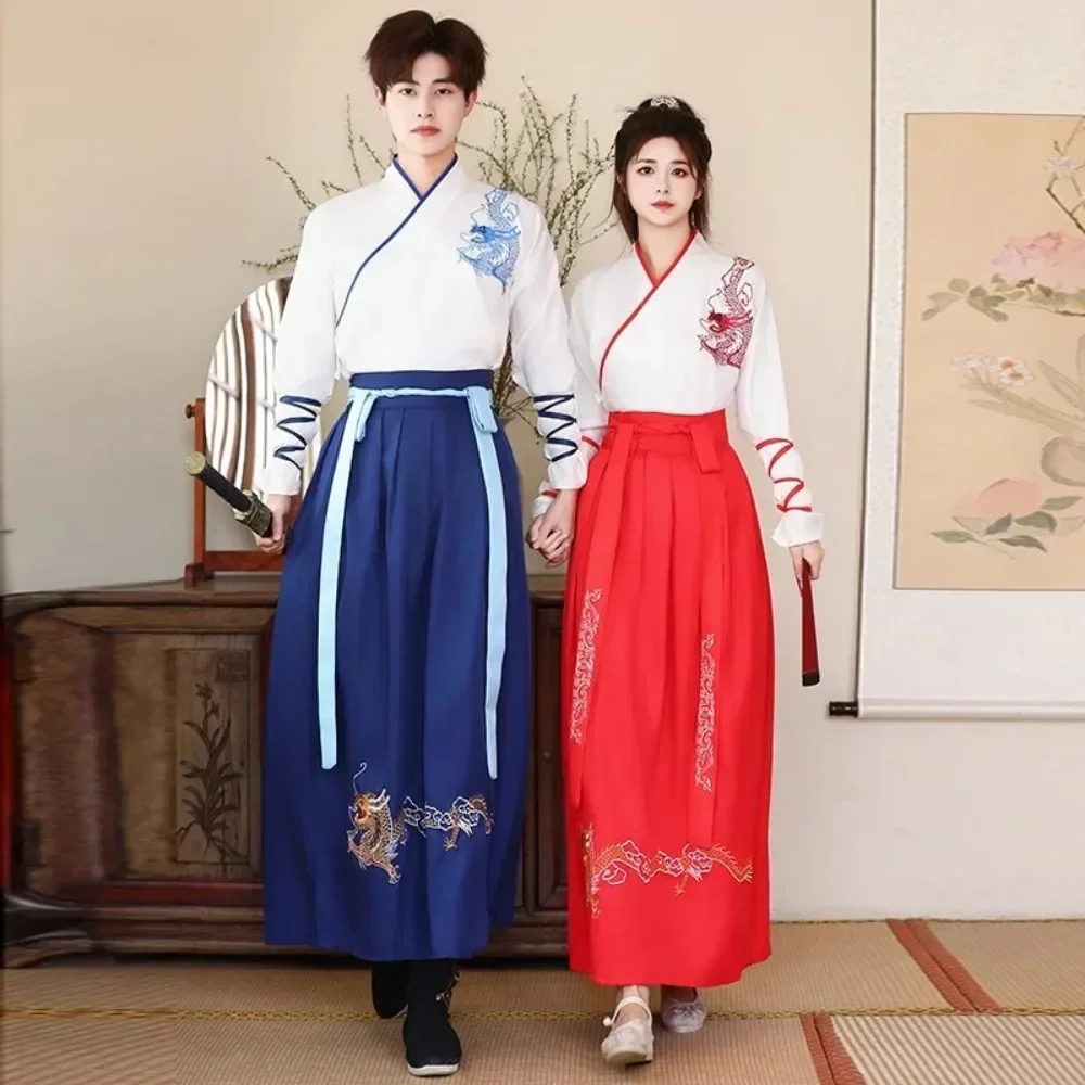 2 Piece Set Suit Traditional Clothes for Men Clothing Vintage Cosplay Chinese Hanfu Dress Embroidery Women Clothes Ethnic Style
