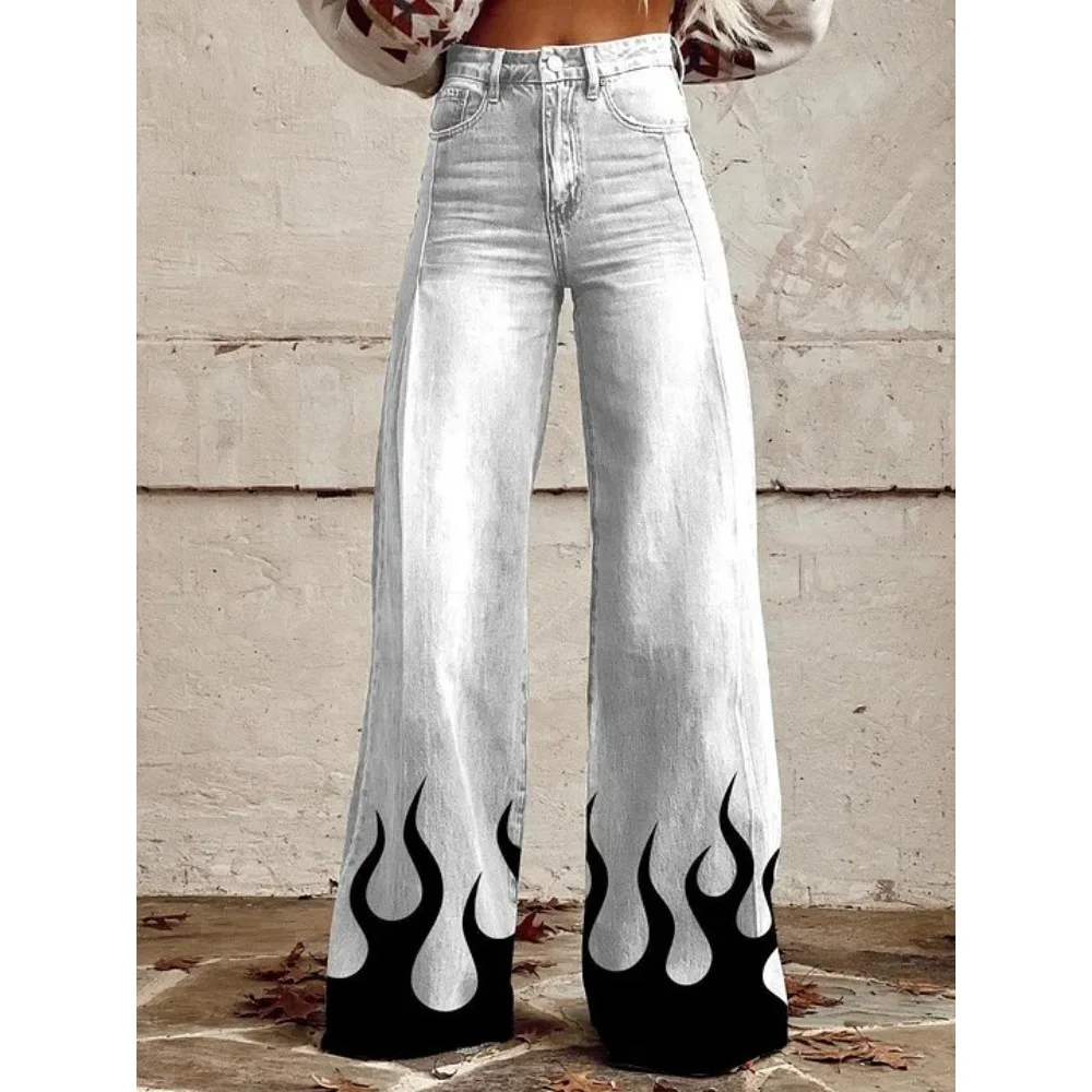 Damen Leopardenmuster Weite Hose mit Hoher Taille Baggy Y2K Vintage Streetwear Hose Locker Sitzende Lässige Tierdruck-Hose – Detail 11
