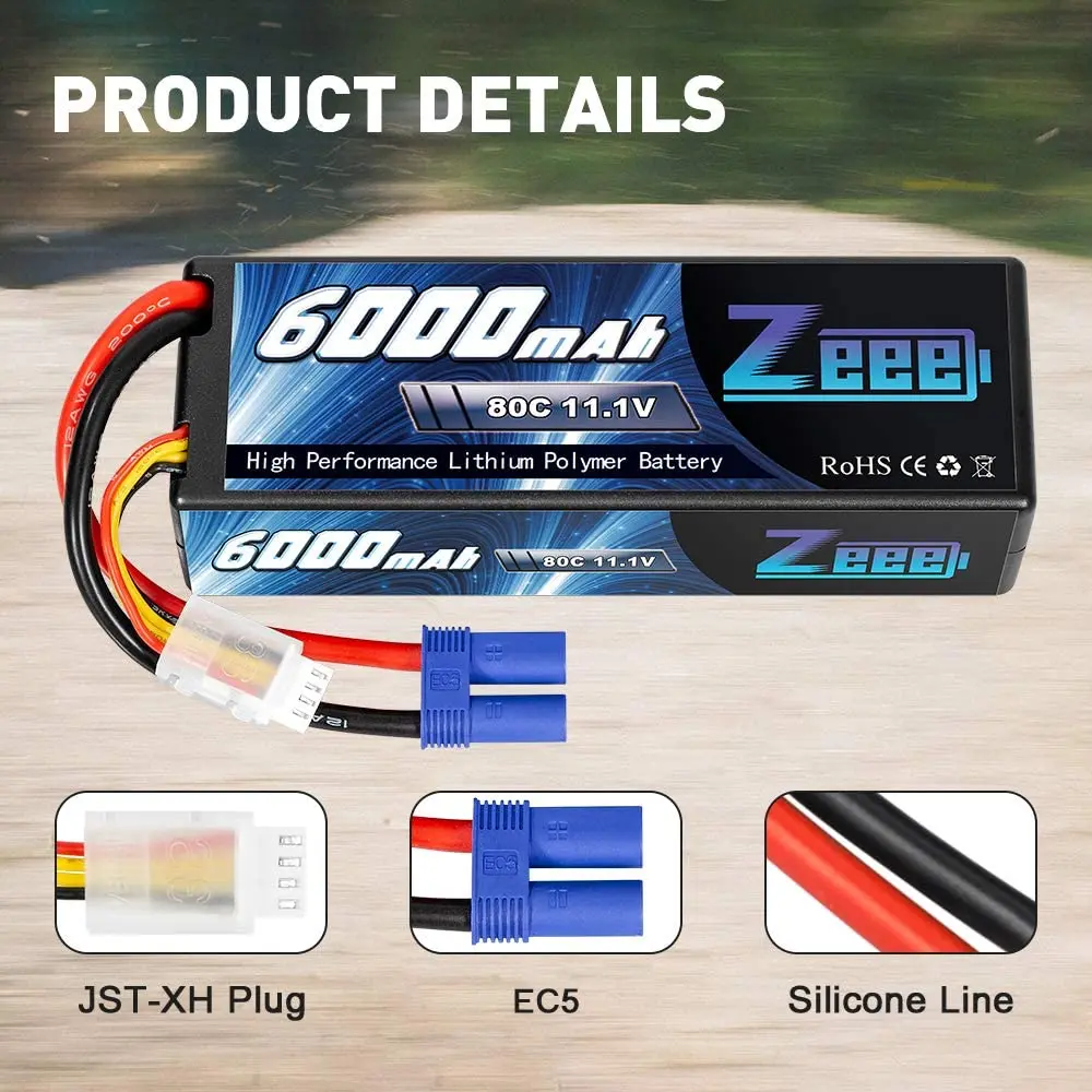 1/2 eenheden zeee 3s lipo batterij 11.1v 80c 6000mah hardcase met ec5 stekker voor rc auto's fpv buggy trucks boten pakken voor rc drones