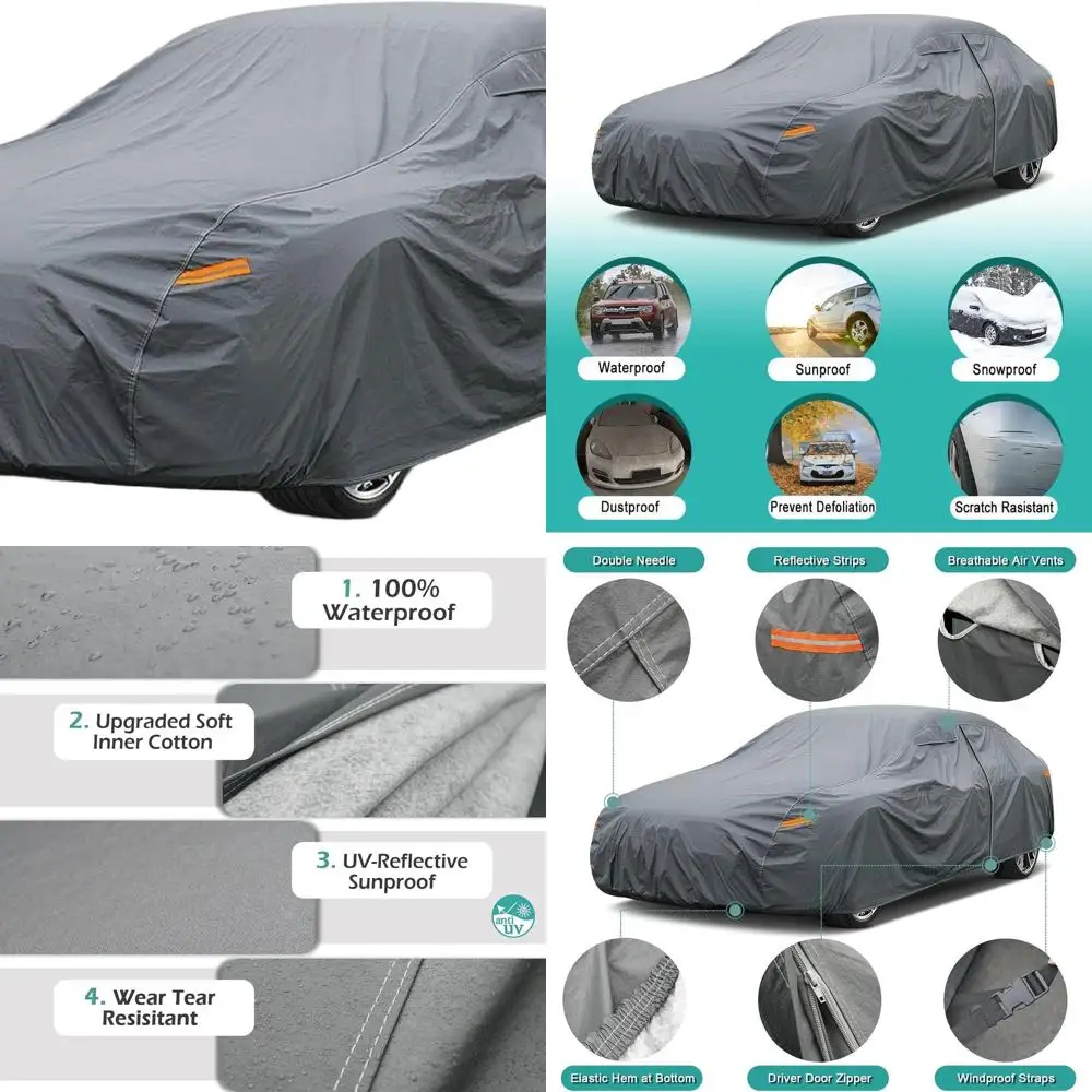 

Universal Waterproof Car Cover for 16-Layer Heavy Duty Protection - Fits Sedans, Coupes, Chevrolet Caprice, Buick, Ford, Cadilla
