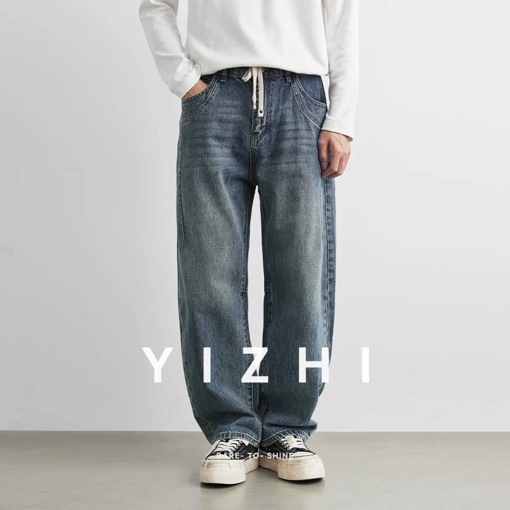 Men's Autumn Baggy Jeans Big Size 28-40 98% Cotton Wide Leg Straight Denim Pants Loose Fit Blue Jean Trousers Men Jeans Pants