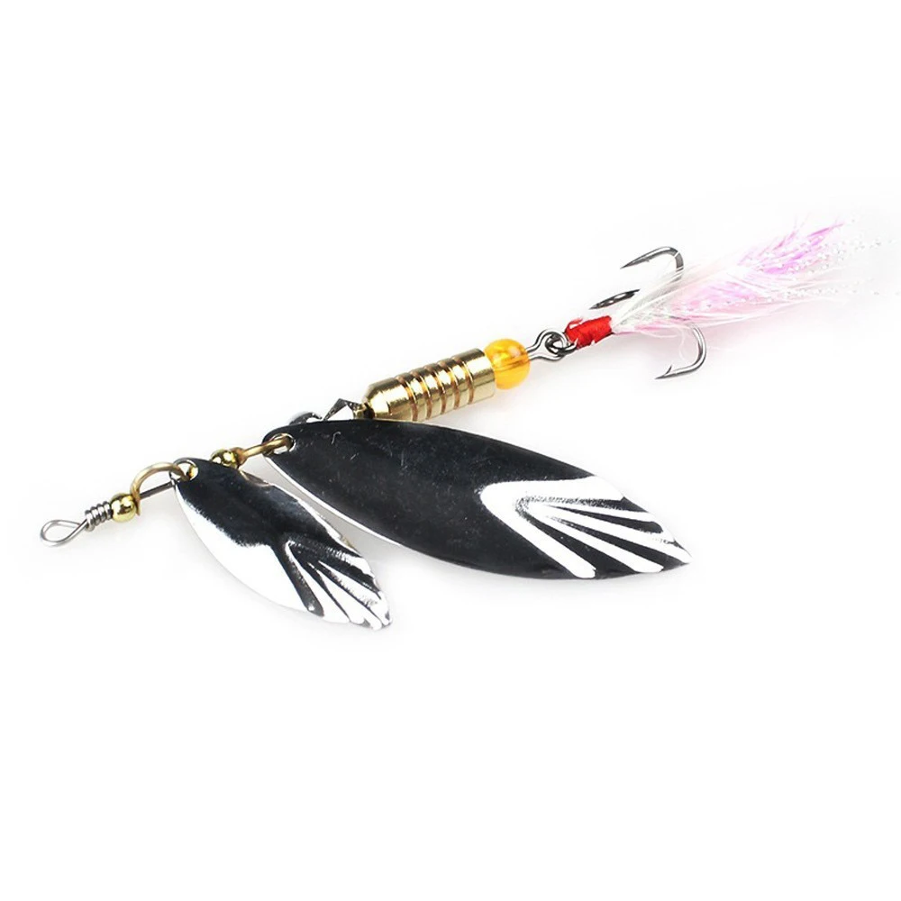 1 Pcs Metal Sliver Rotating Sequins Spoon Lure 7g/10g Spinner Fishing Hard Bait With Feather Treble Hook Fishing Accessories