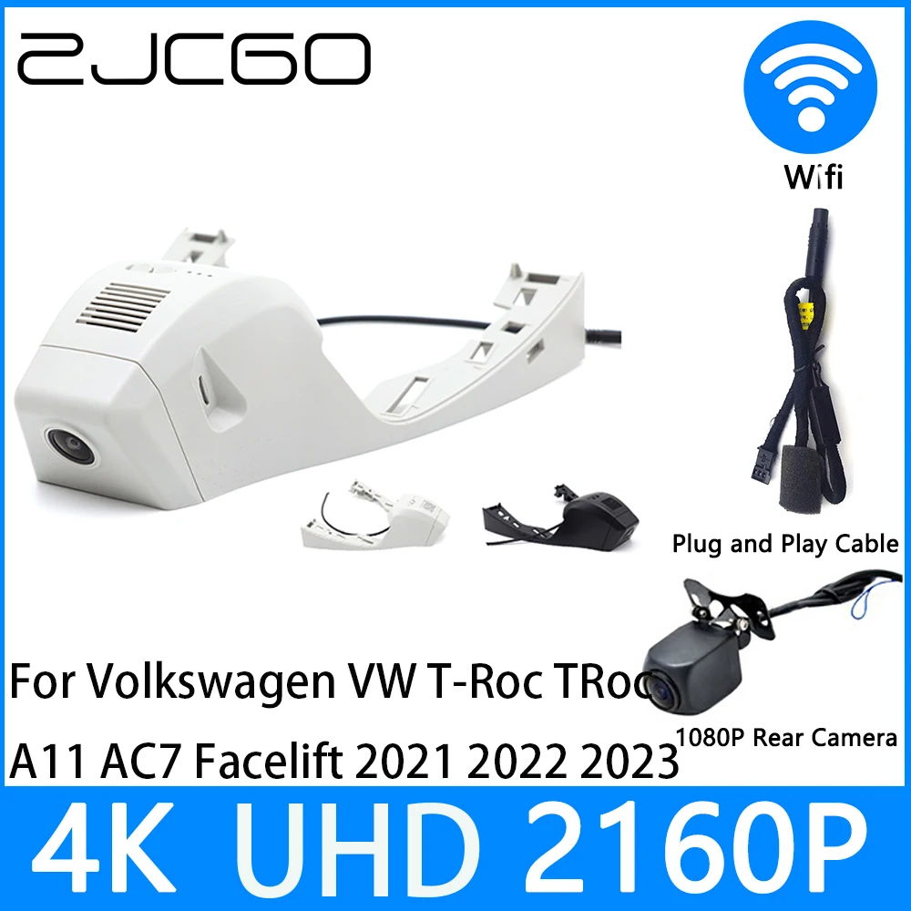 

ZJCGO Dash Cam 4K UHD 2160P Car Video Recorder DVR Night Vision for Volkswagen VW T-Roc TRoc A11 AC7 Facelift 2021 2022 2023