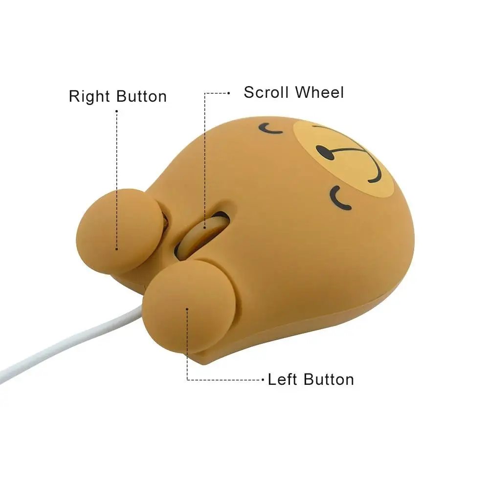 Optical Wired Computer Mouse Cute Cartoon Anime Animal Shape Mice Small Mini Portable PC Office Mause For Laptop Kid Girl Gift