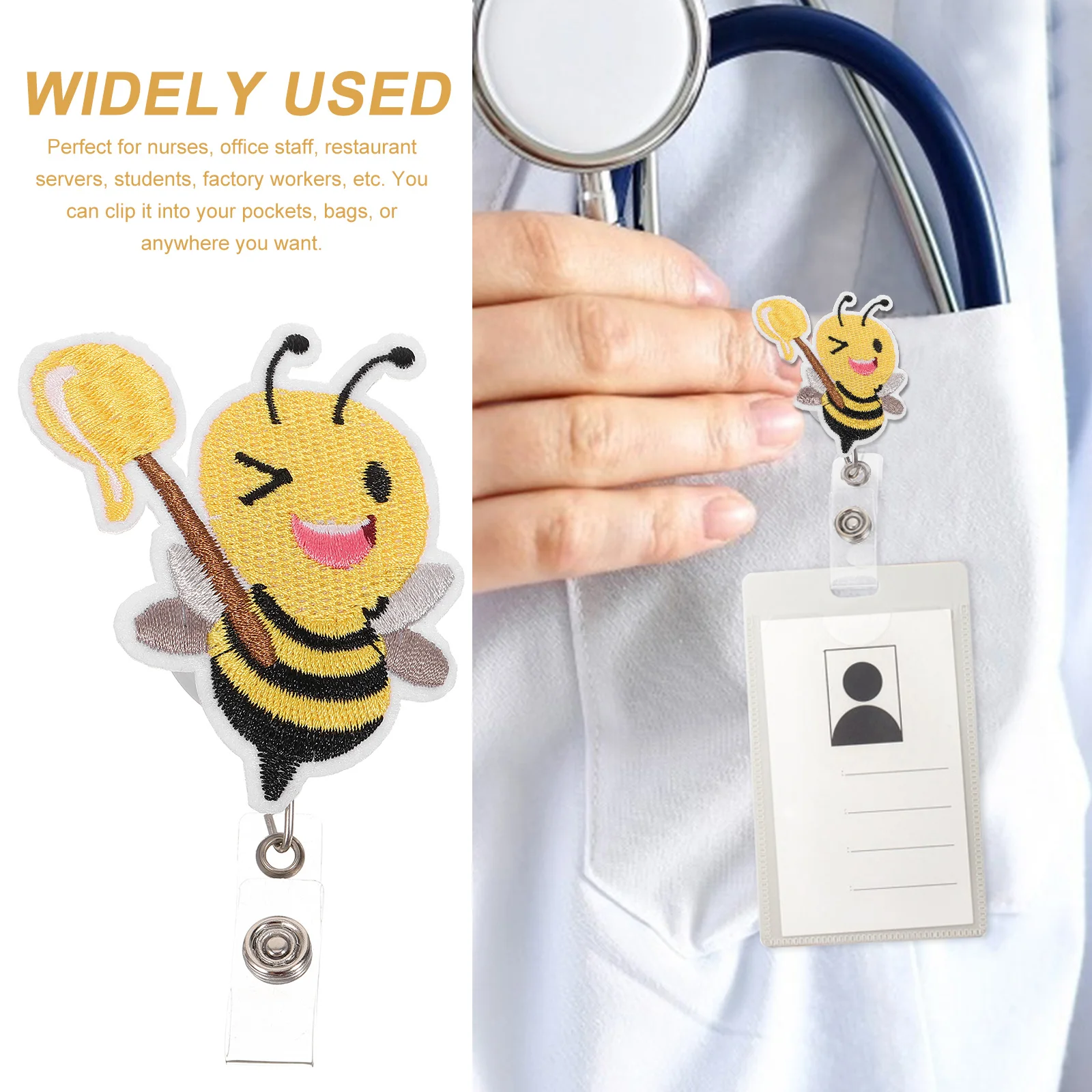 

Felt Bee Badge Animal Decorative Holder Clip Card Cute Name Easy to Buckle Tag Clips