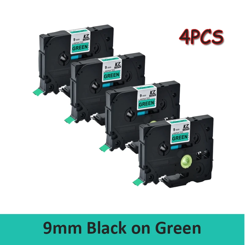 4 Stück 9 mm 721 Etiketten, laminiert, kompatibel mit Tze-721 Brother P-Touch Etikettendrucker PT H110 PT-D210 E550 D600 Etikettiermaschine
