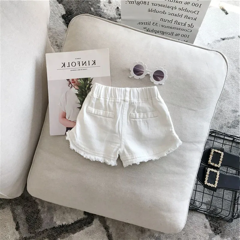 Children\'S Clothing Summer New Solid Color Korean Pants Girls Casual White Jeans Toddler Kids Solid Color Shorts Baby Hot Pants