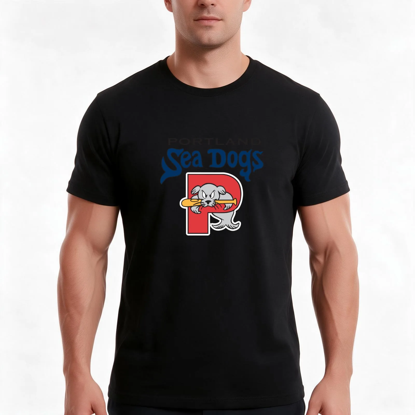 Be-Portland-Sea-Dogs-Sports T-Shirt, Summer Casual Cotton Tee, Oversized Streetwear Tops, Vintage Graphic Print, 100% Cotton