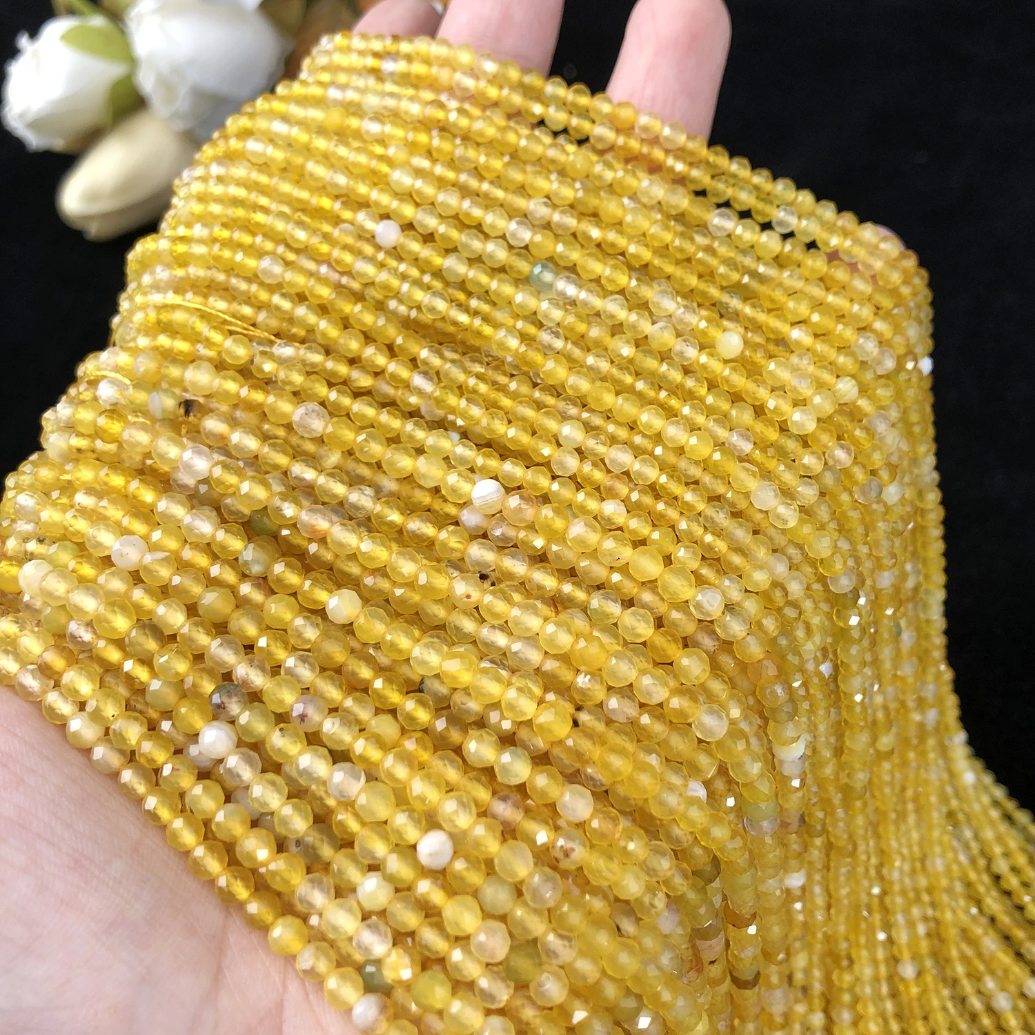 2 3 4mm Natürliche Facettierte Gelbe Achat Edelstein Perlen Mineral Perlen Für Schmuck Machen DIY Armbänder Halskette Zubehör 15''