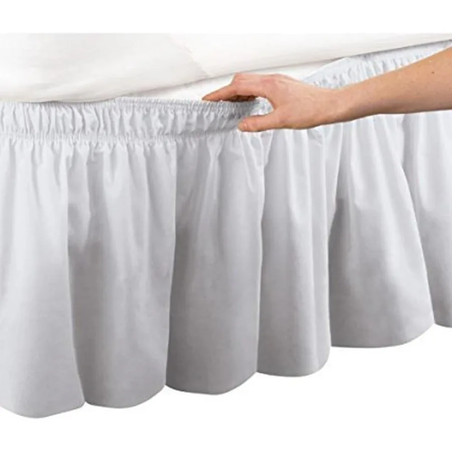 

Плиссированная трехсторонняя ткань с запахом в стиле египетского хлопка, эластичная 17-дюймовая пылезащитная юбка для двуспального полного размера Queen King Size