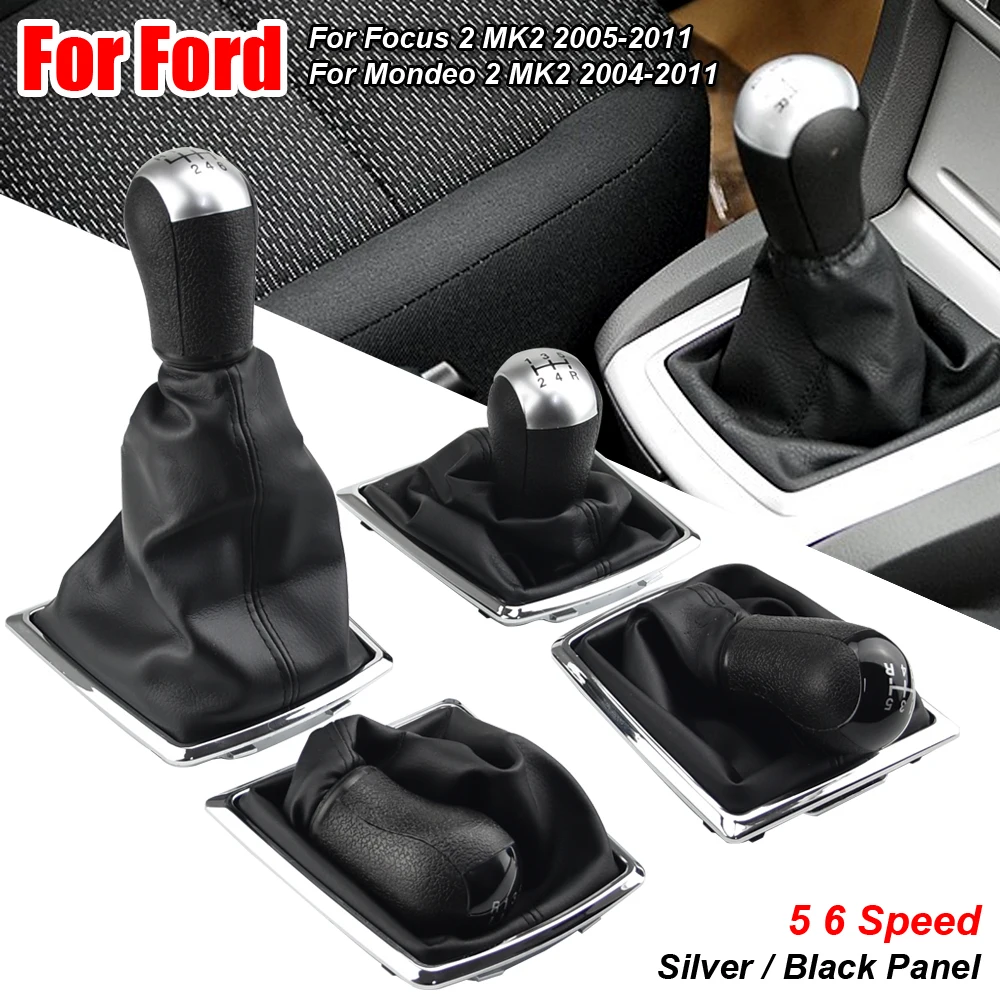 5 6 Speed for Ford Focus 2 MK2 2005 2006 2007 2008 2009 2010 2011 Car Gear Shift Knob Boot Cover Gaiter Collars Accessory