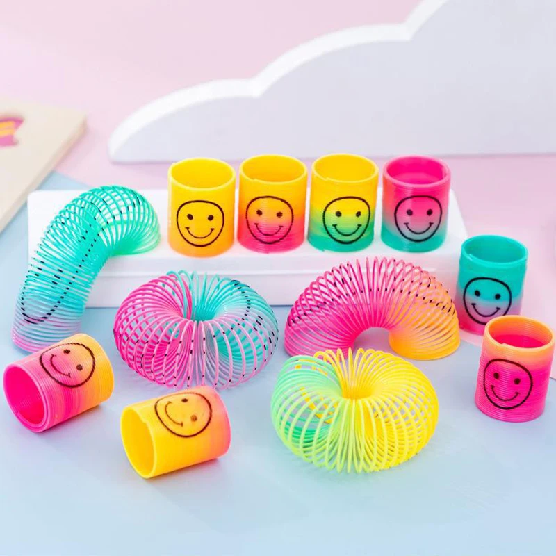 12PCS Spring Rainbow Magic Fidget Stress Coil Mini Springs Bulk Finger Toys For Party Favors Carnival Prize for Kids Boys Girls