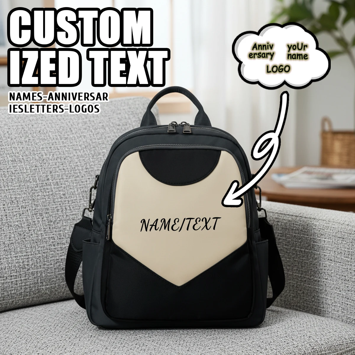 

Высококачественный женский рюкзак в гонконгском простом стиле с логотипом, большой вместительный противоугонный рюкзак, универсальная повседневная школьная сумка «сделай сам»