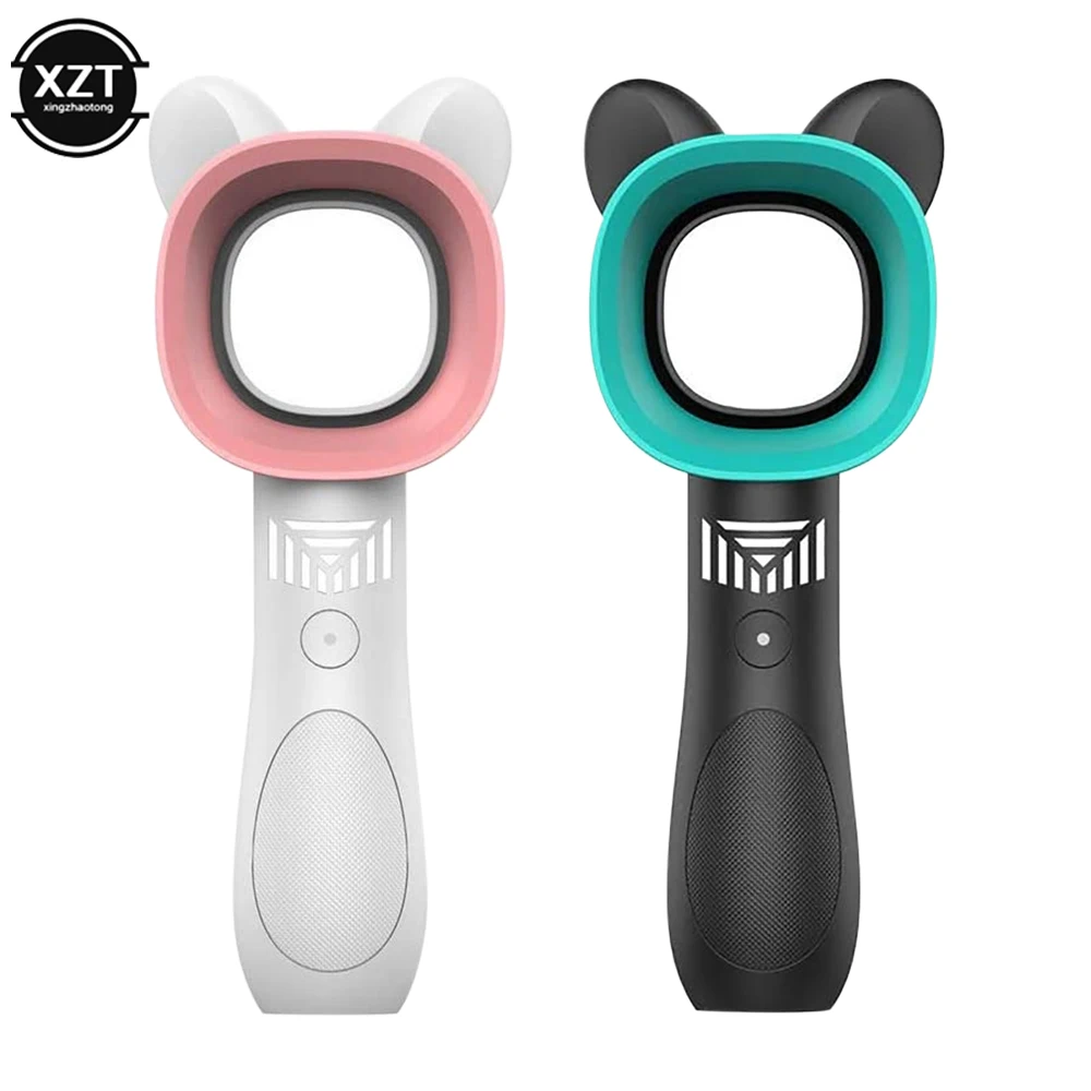 

Mini Bladeless Fan Cute Cat Hand held USB Rechargeable Fans 1200mAh Mute Without Vane for Home Outdoor Ventilador Cooler Fan