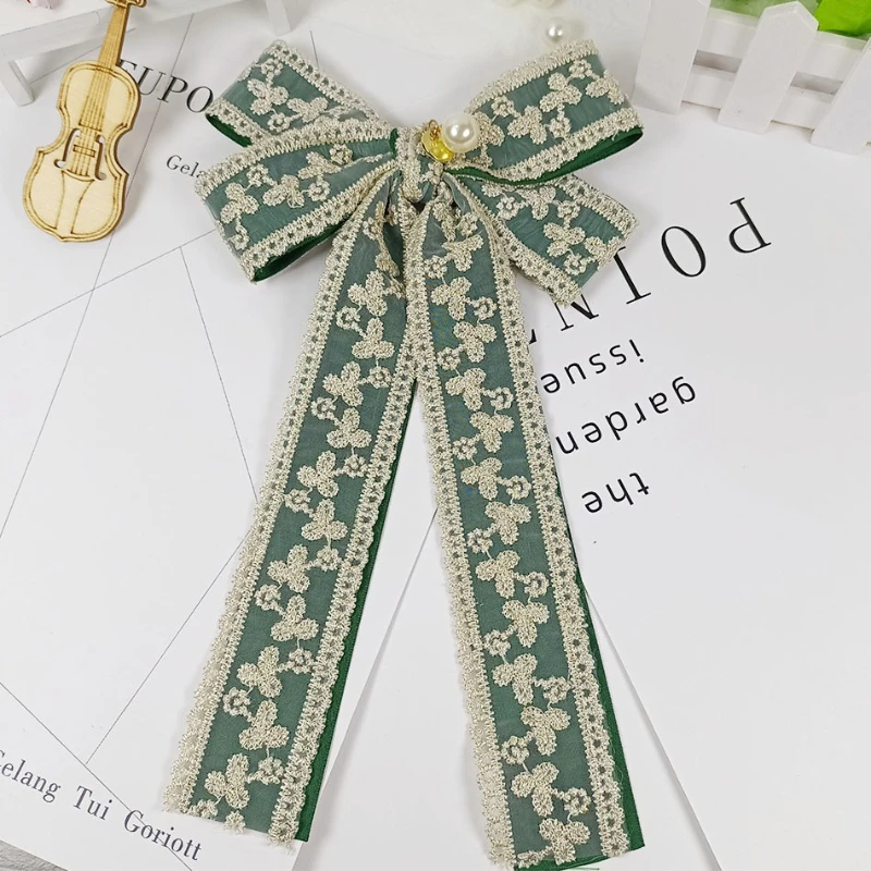 Korean-Style Lace Double-Layer Bow Royal Court-Inspired Elegant Hair Clip for Women Accessories