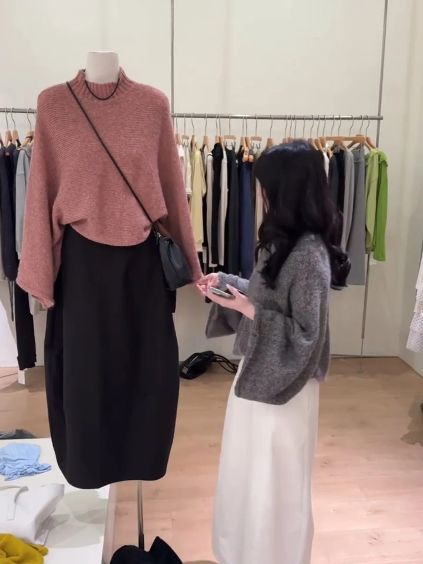 سترة Thiened Batwing Sve ذات الياقة العالية للنساء للخريف والشتاء سترة محبوكة فضفاضة دافئة ومريحة ملابس خارجية طويلة Sve Cre... #5