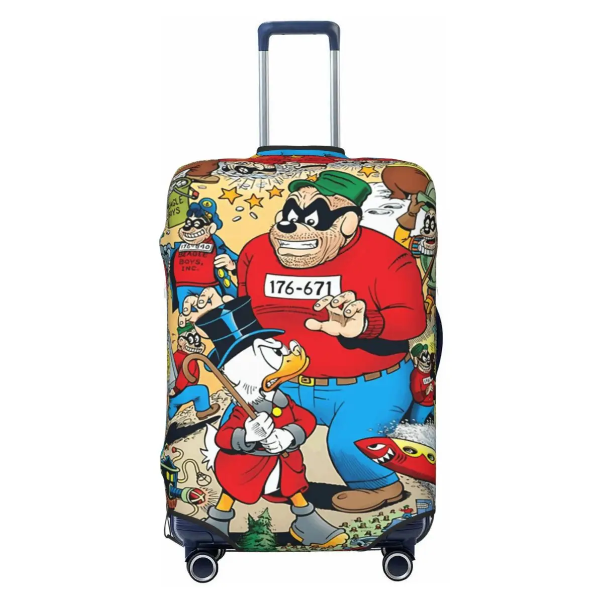 

Custom Cartoon Scrooge McDuck Luggage Cover Protector Fashion Comics Donald Duck Travel Suitcase Protective Cover for 18-32 Inch