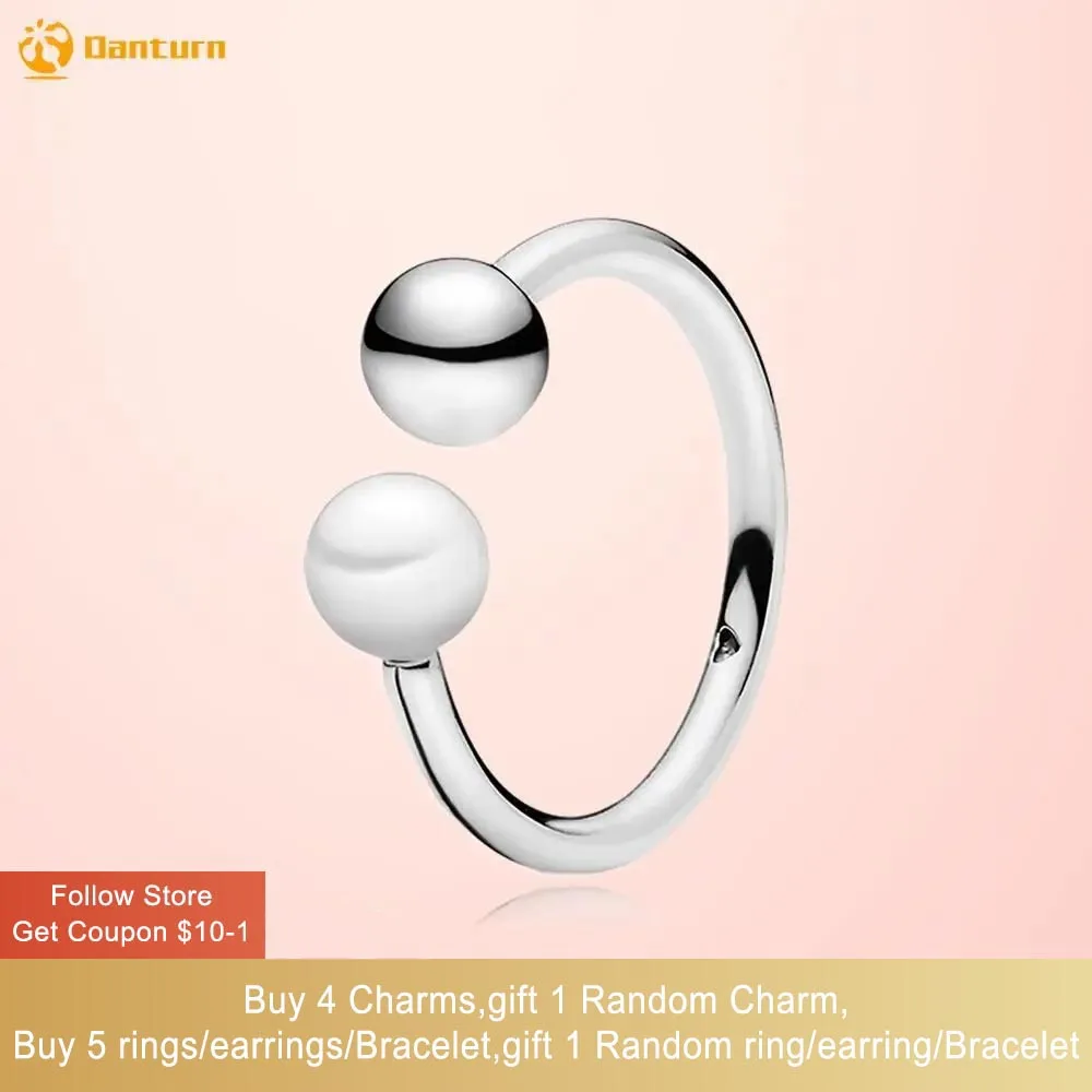 

Danturn New 925 Sterling Silver Ring Bead & Freshwater Cultured Pearl Open Ring Original 925 Silver Ring Women Jewelry Making