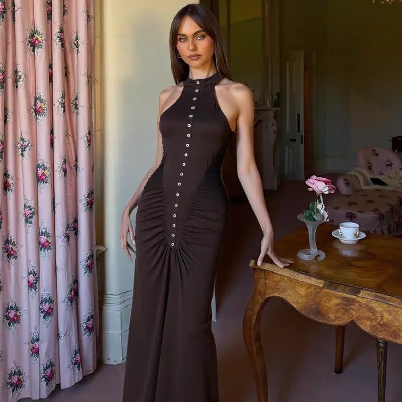 ドレス レディース ゼブラ柄 サテン装飾ボタン付き プリーツ マキシ丈 レセプション ビジネス プロフェッショナル フォーマル オフィス エレガント モダン 通勤