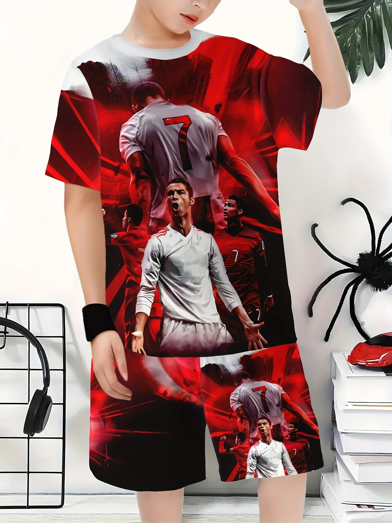 Summer New Colorful 3D Printed Top Short Sleeved Shorts Two-piece Set for Man and Woman Top Short Sleeved Set