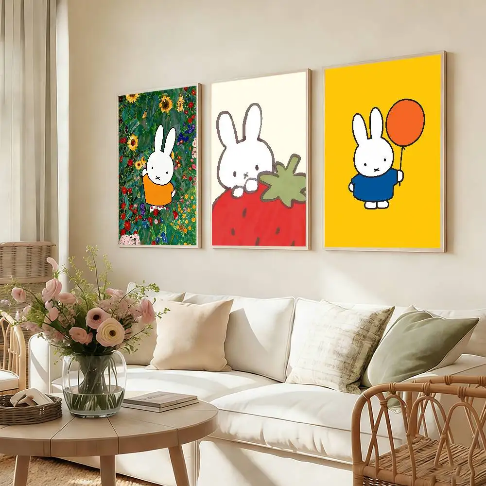 Cute Cartoon M-MiffyS-ES Rabbit Poster Stickers Art Print Retro Artistic Wall Decor Living Room Bedroom Home Decor Unique Gift